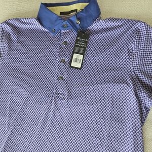 Greyson Golf Shirt Polo Wolf Whisperer Print M Purple Gorp Elevated Office New